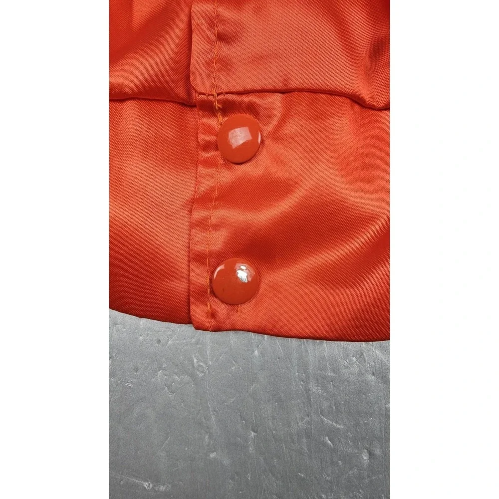 80s Vintage Hickman Mills Cougars Satin‎ Jacket Orange Snap Button Kansas City